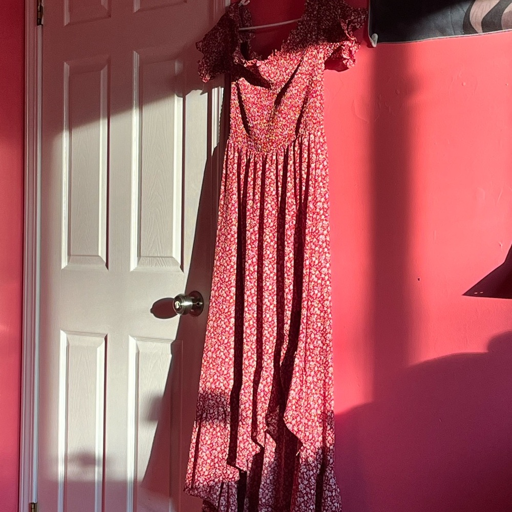 Francesca's Collections Red Floral Maxi Dress
